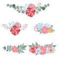 Floral mix wreath vector design set. Vector illustration. Royalty Free Stock Photo